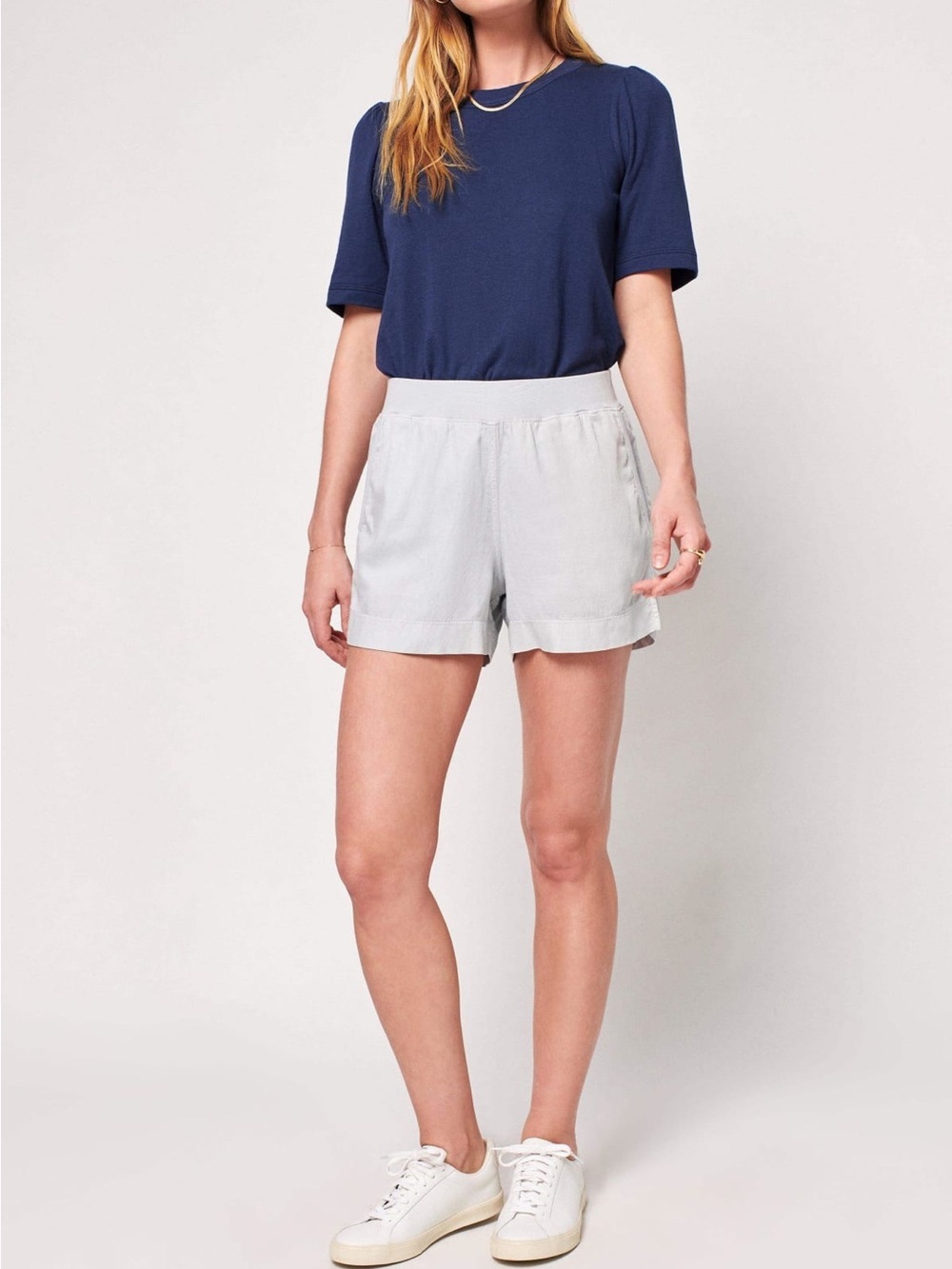 Faherty Arlie Day™ Shorts Stone Gray Tencel Linen Blend Pull-On Size Small